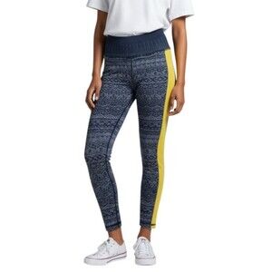 Avocado Activewear Women’s Printed Yoga Leggings Size XS/S Gray w/ Yellow Sides